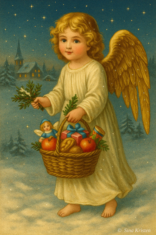 Weihnachtskarten zum Ausdrucken – 7 nostalgische Bilder | Digitale Postkarten-Vorlagen im Vintage-Stil