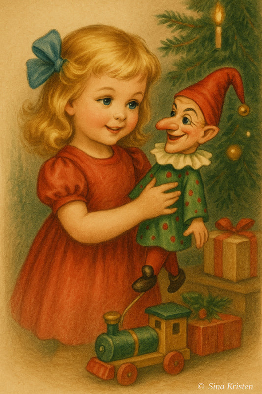 Nostalgische Weihnachtskarten zum Ausdrucken – 9 digitale Bilde im Vintage-Stil |