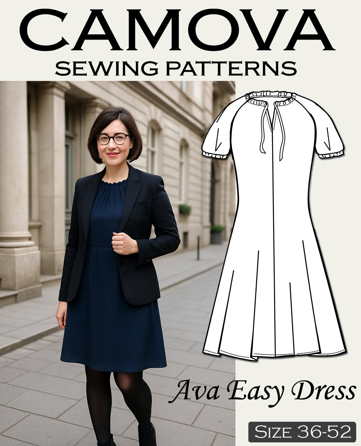 PDF Schnittmuster Kleid Damen – AVA Easy Dress – DIY Sommerkleid nähen – Größen 36-52 – Anfängerfreundlich