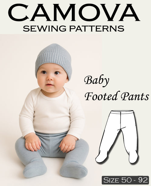Baby Strampelhose Schnittmuster · Baby Footed Pants Sewing Pattern · Größe 50–92 / Newborn–24M