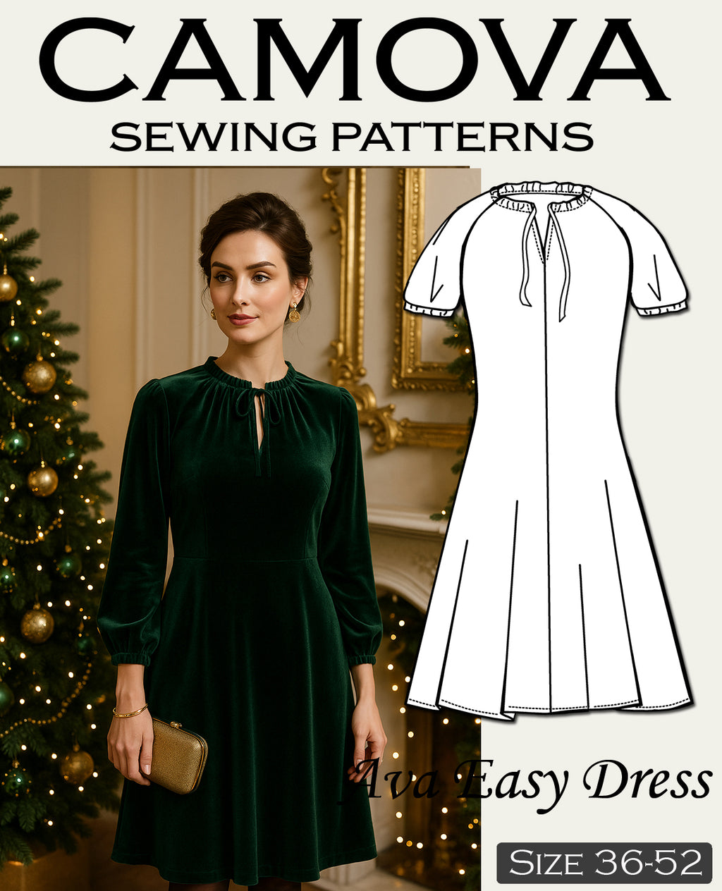 PDF Sewing Pattern Women's Dress – AVA Easy Dress – DIY Summer Dress Sewing – Sizes 36-52 – Beginner-Friendly