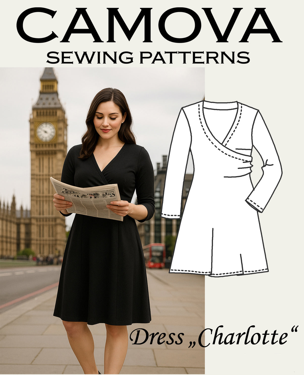 Schnittmuster Kleid „Charlotte“ – Größen 36–50 | PDF A4 & A0 inkl. Nähanleitung (Digitaler Download)