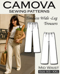 Women's Pants Sewing Pattern PDF | Wide Leg Pants | Mid Waist | A4 & A0 | XS–XXL