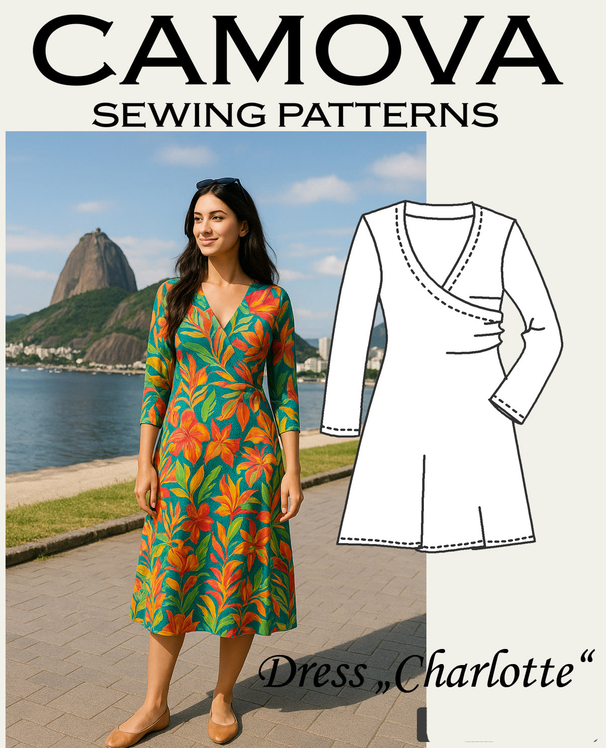 Schnittmuster Kleid „Charlotte“ – Größen 36–50 | PDF A4 & A0 inkl. Nähanleitung (Digitaler Download)