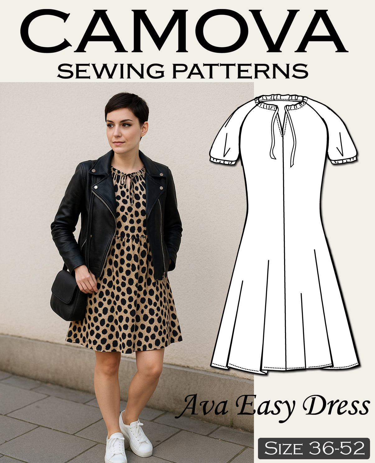 PDF Schnittmuster Kleid Damen – AVA Easy Dress – DIY Sommerkleid nähen – Größen 36-52 – Anfängerfreundlich