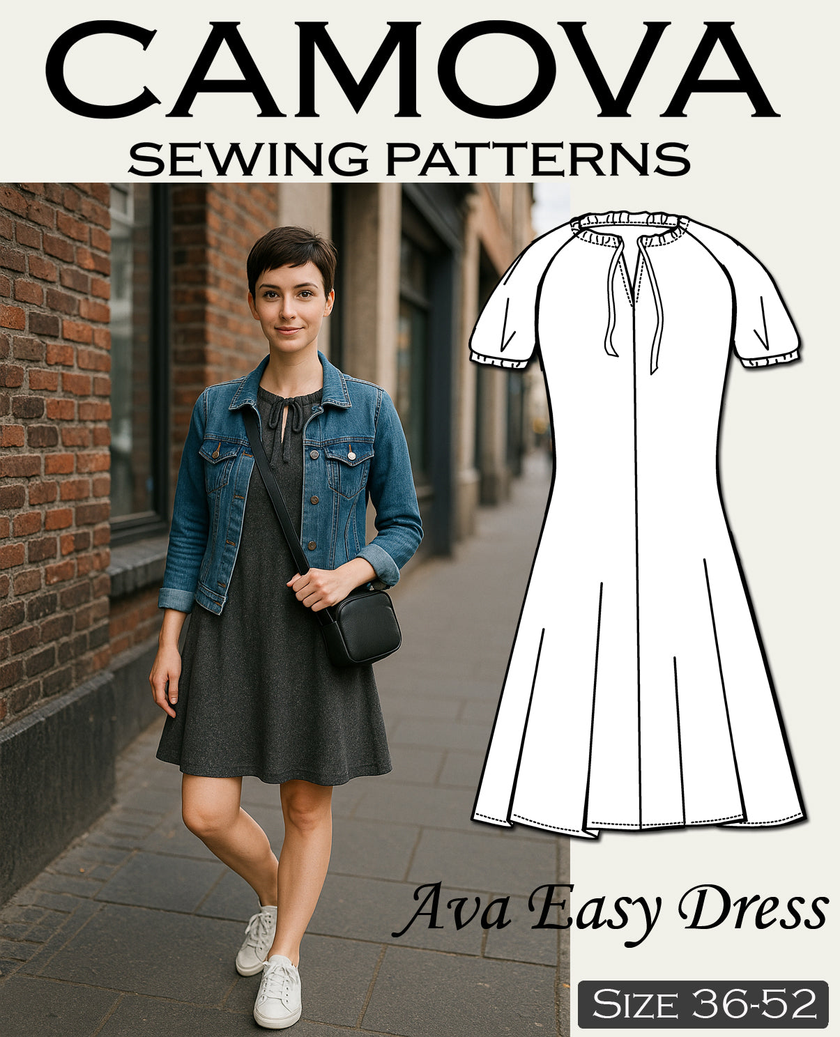 PDF Schnittmuster Kleid Damen – AVA Easy Dress – DIY Sommerkleid nähen – Größen 36-52 – Anfängerfreundlich