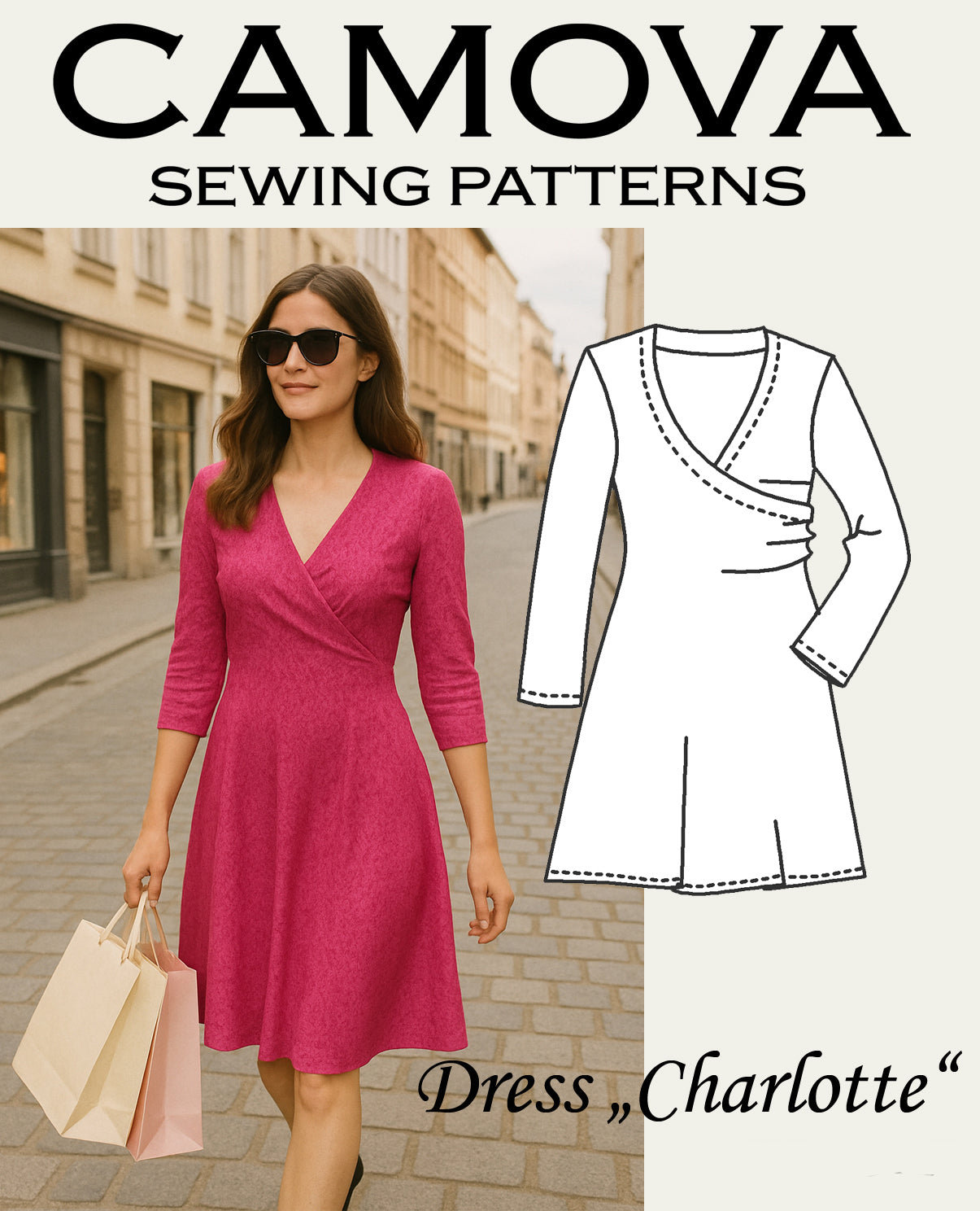 Schnittmuster Kleid „Charlotte“ – Größen 36–50 | PDF A4 & A0 inkl. Nähanleitung (Digitaler Download)