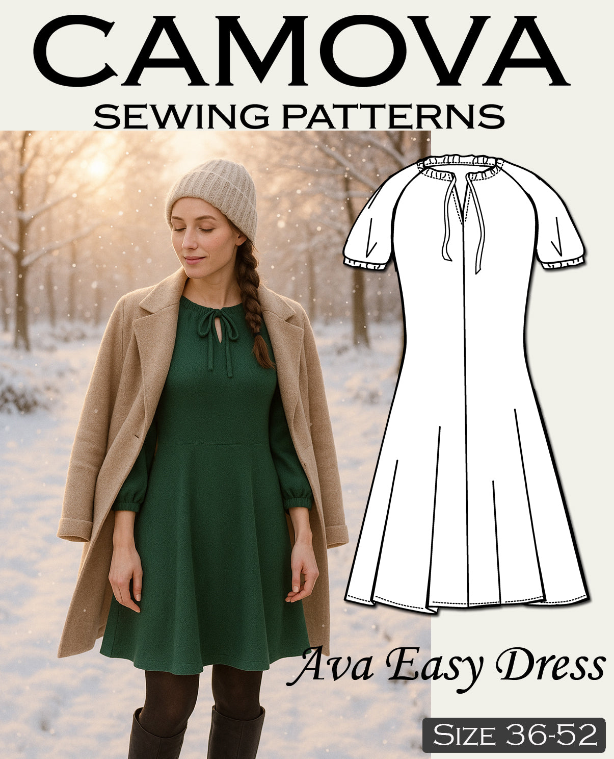 PDF Sewing Pattern Women's Dress – AVA Easy Dress – DIY Summer Dress Sewing – Sizes 36-52 – Beginner-Friendly