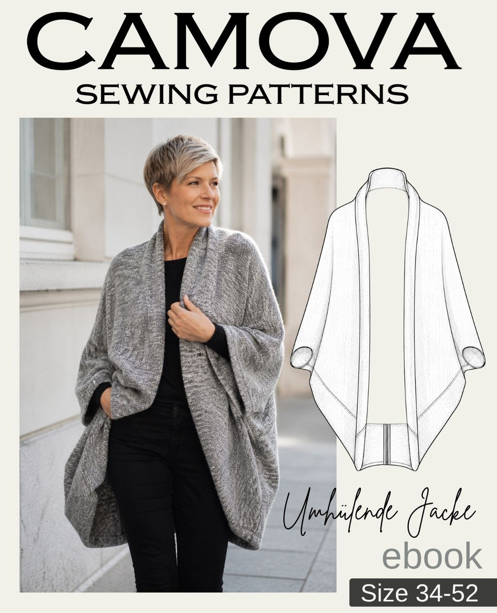 Wrap Jacket – Sewing Pattern (PDF) Sizes 34-52