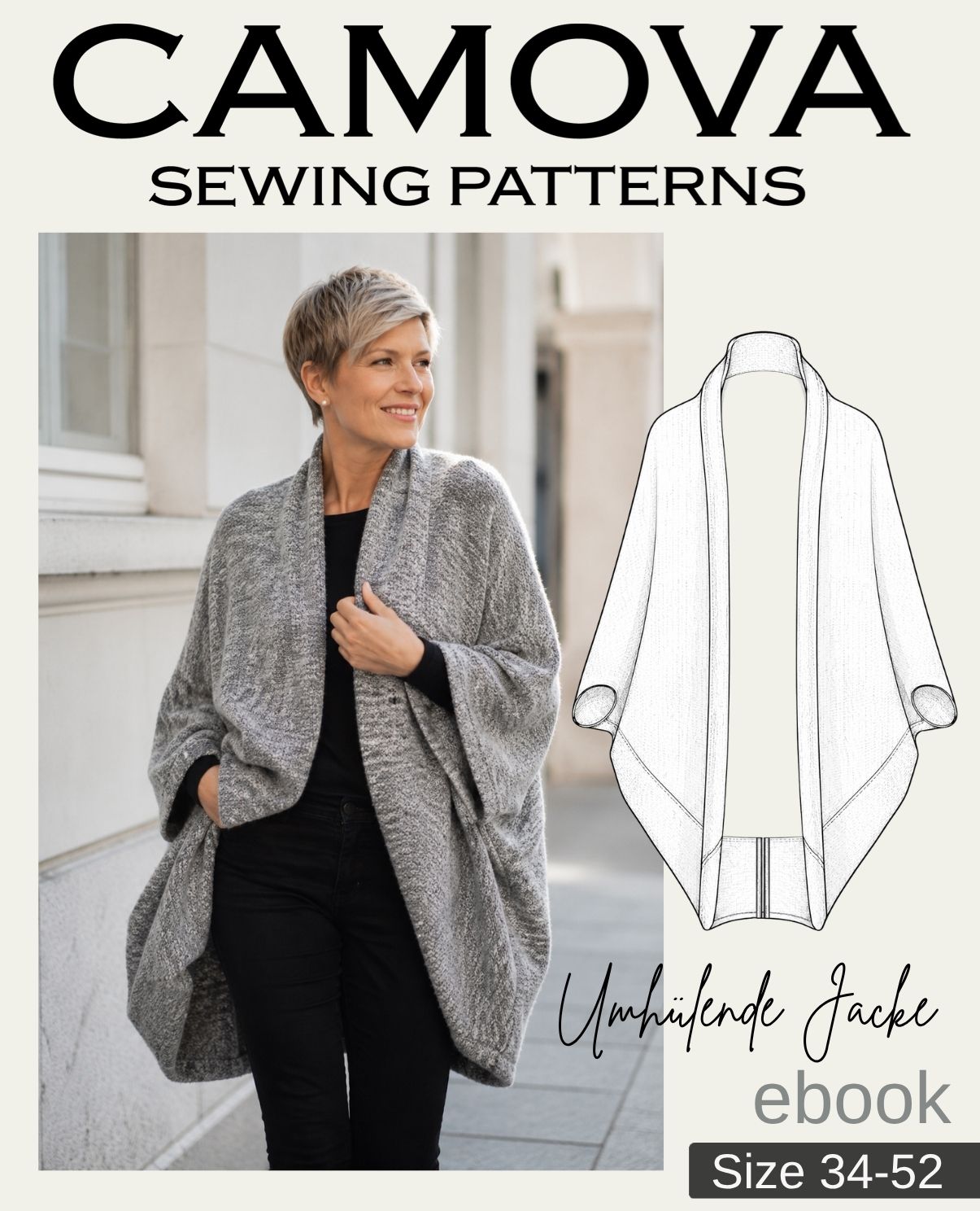 Wrap Jacket – Sewing Pattern (PDF) Sizes 34-52