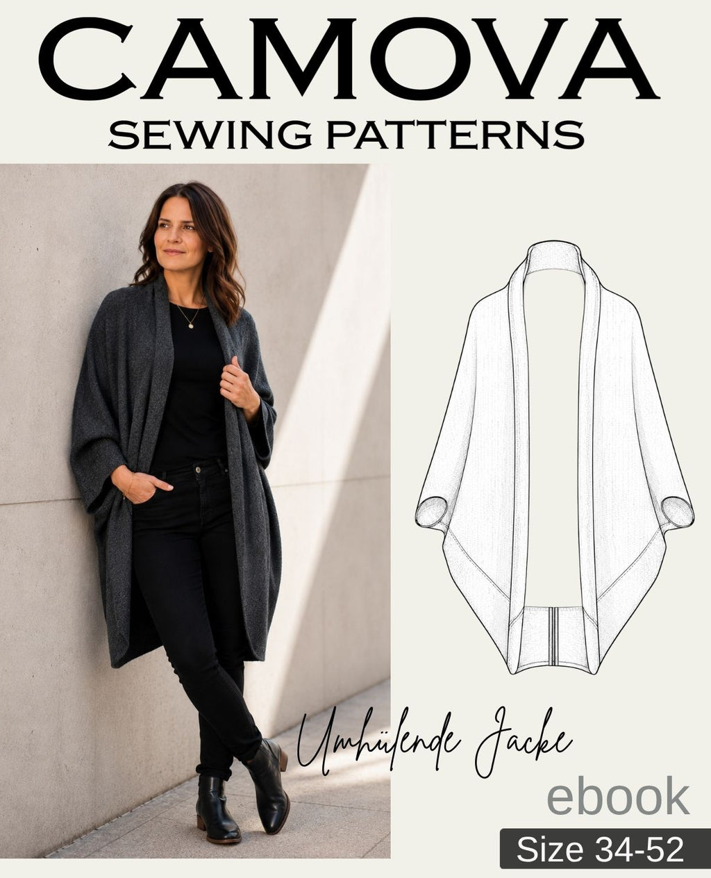 Wrap Jacket – Sewing Pattern (PDF) Sizes 34-52