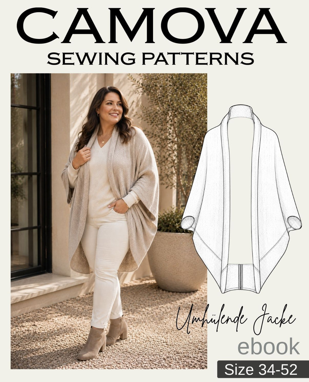 Wrap Jacket – Sewing Pattern (PDF) Sizes 34-52