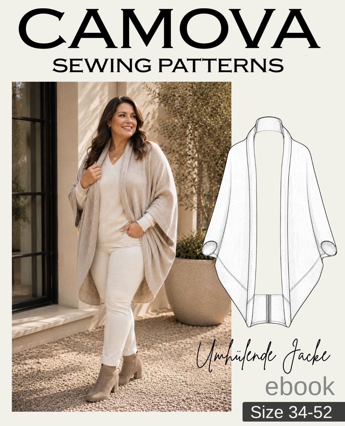 Wrap Jacket – Sewing Pattern (PDF) Sizes 34-52