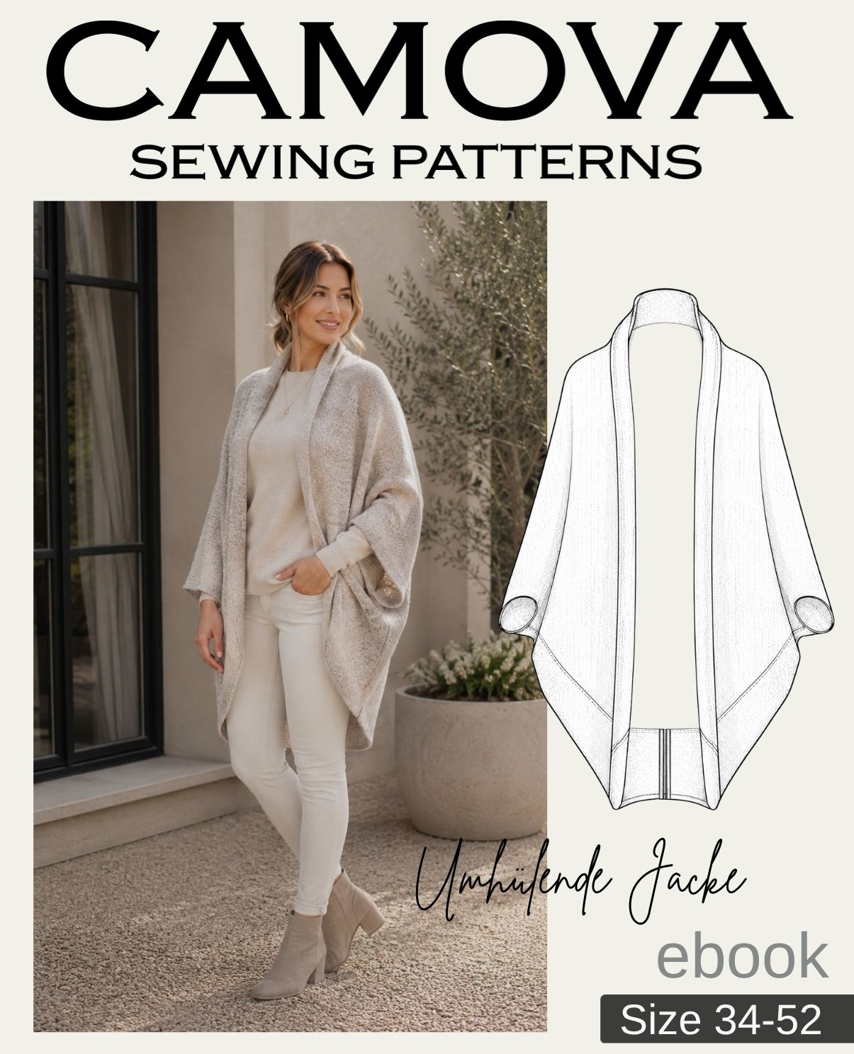 Wrap Jacket – Sewing Pattern (PDF) Sizes 34-52