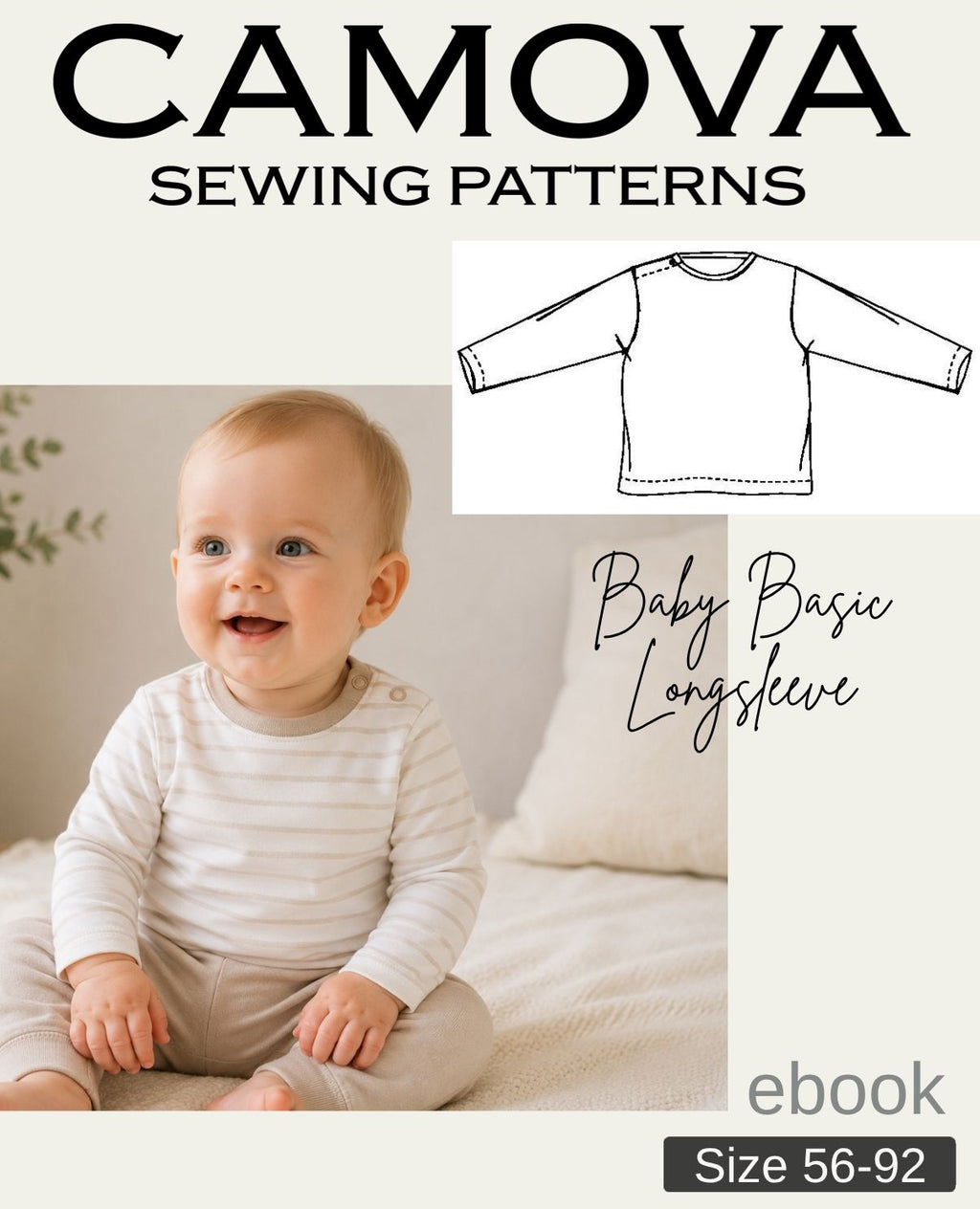 Baby Shirt Pattern | Basic Long Sleeve Shirt for Babies | PDF | Sizes 56–92