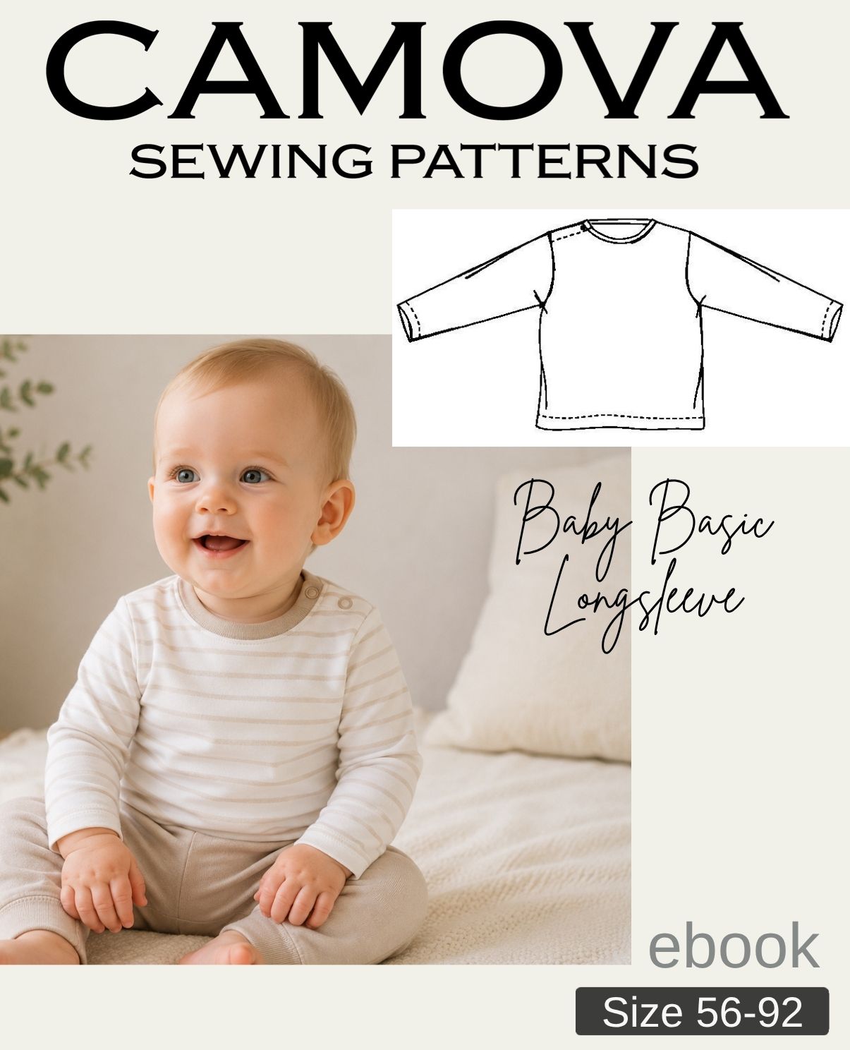 Baby Shirt Pattern | Basic Long Sleeve Shirt for Babies | PDF | Sizes 56–92