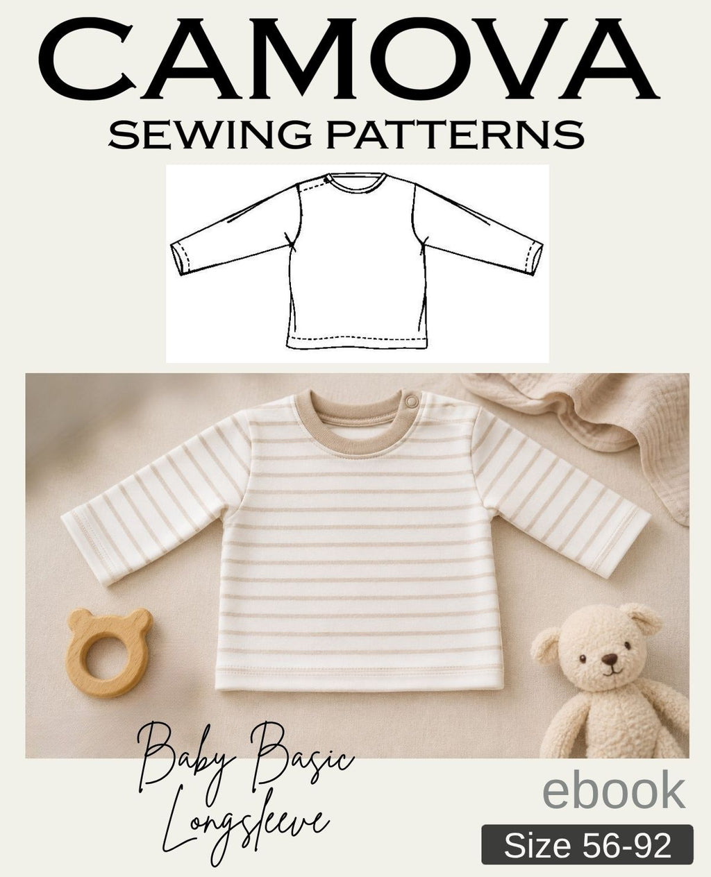 Baby Shirt Pattern | Basic Long Sleeve Shirt for Babies | PDF | Sizes 56–92