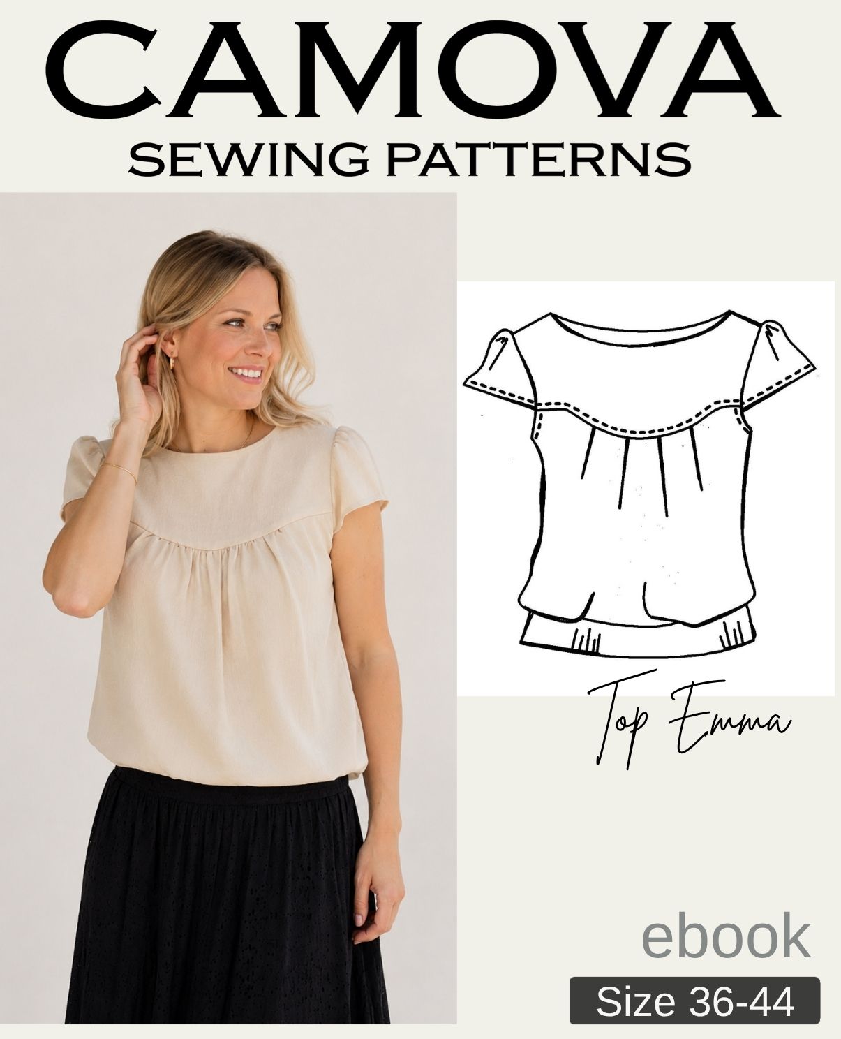 Top Emma – Schnittmuster Damen Top | Größen 34–52 | PDF Nähanleitung