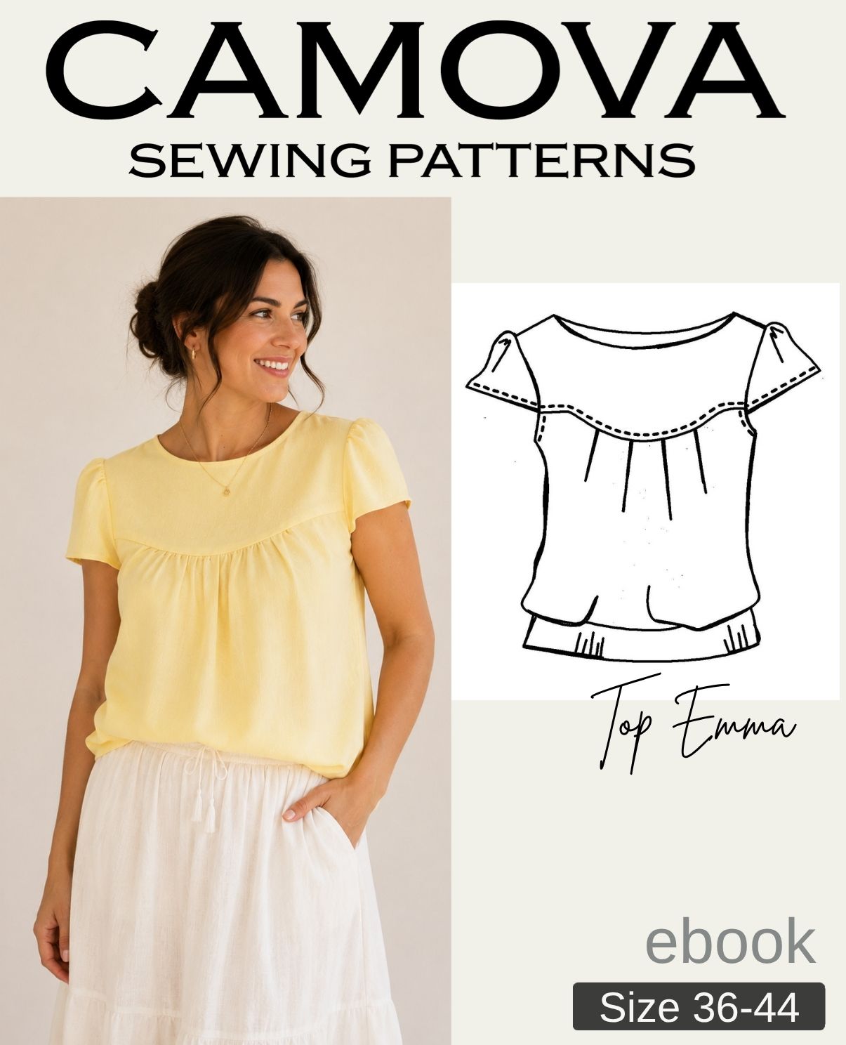 Top Emma – Schnittmuster Damen Top | Größen 34–52 | PDF Nähanleitung