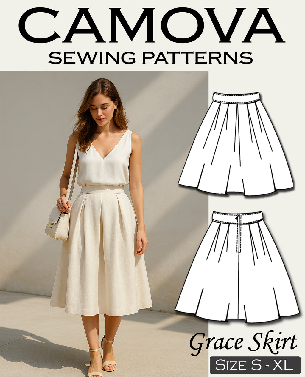Damen Rock Schnittmuster PDF – Faltenrock nähen – Anfängerfreundlich