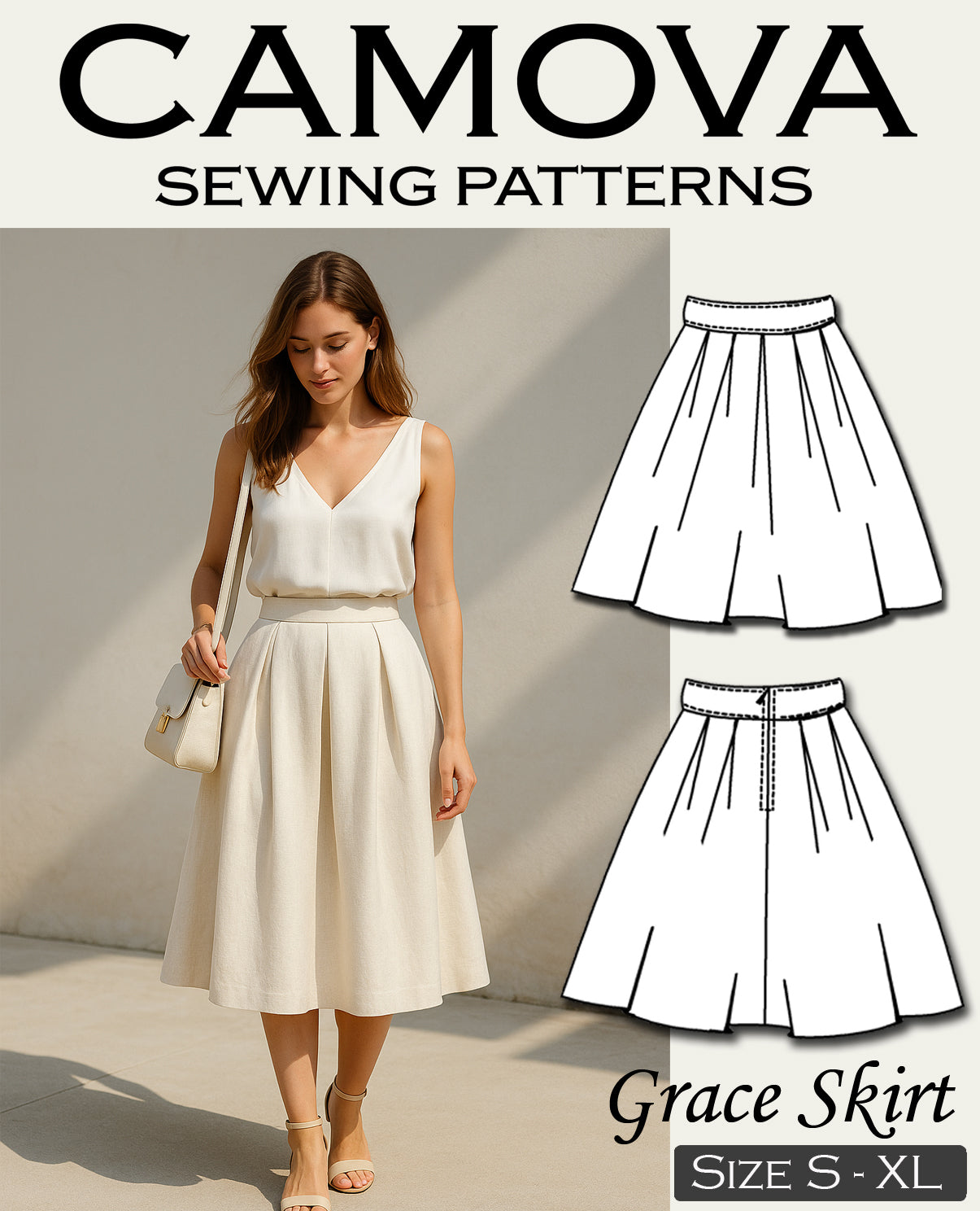 Damen Rock Schnittmuster PDF – Faltenrock nähen – Anfängerfreundlich