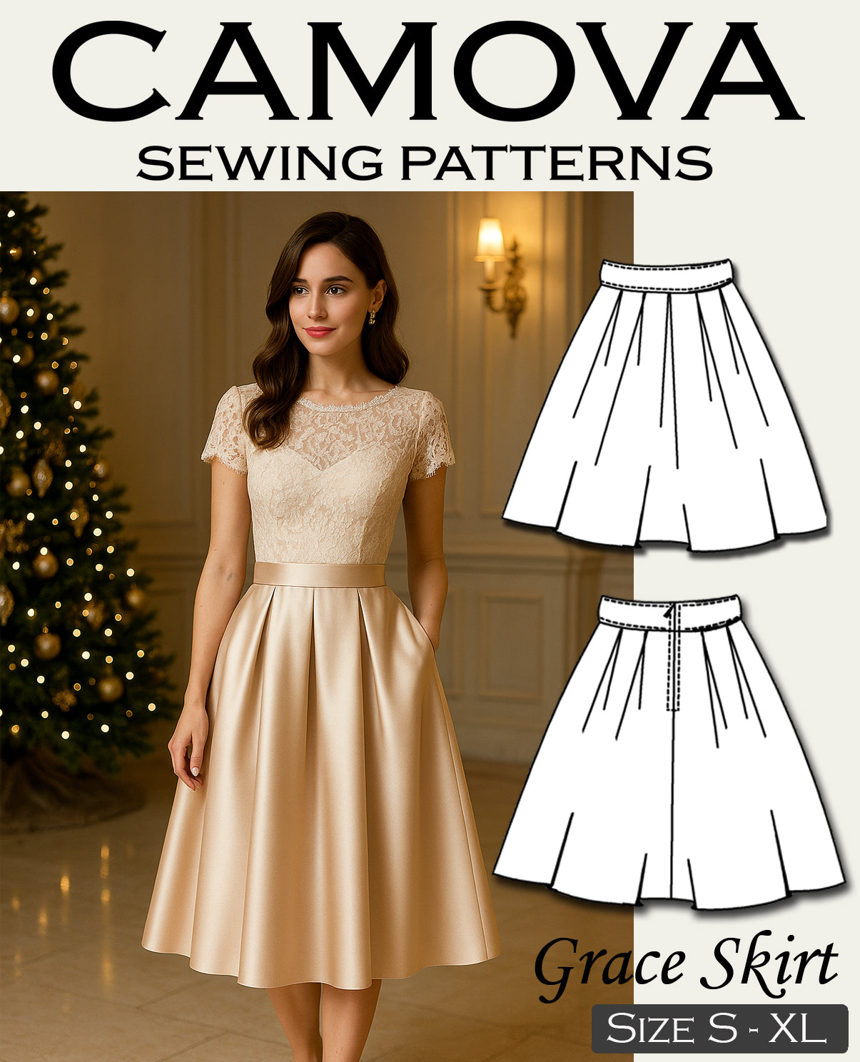 Damen Rock Schnittmuster PDF – Faltenrock nähen – Anfängerfreundlich