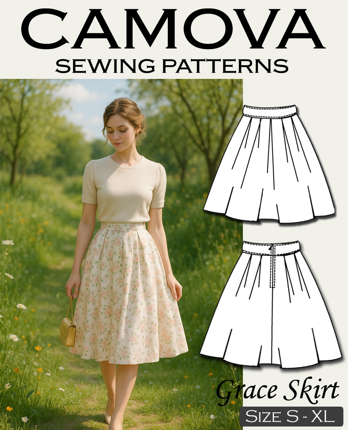Damen Rock Schnittmuster PDF – Faltenrock nähen – Anfängerfreundlich