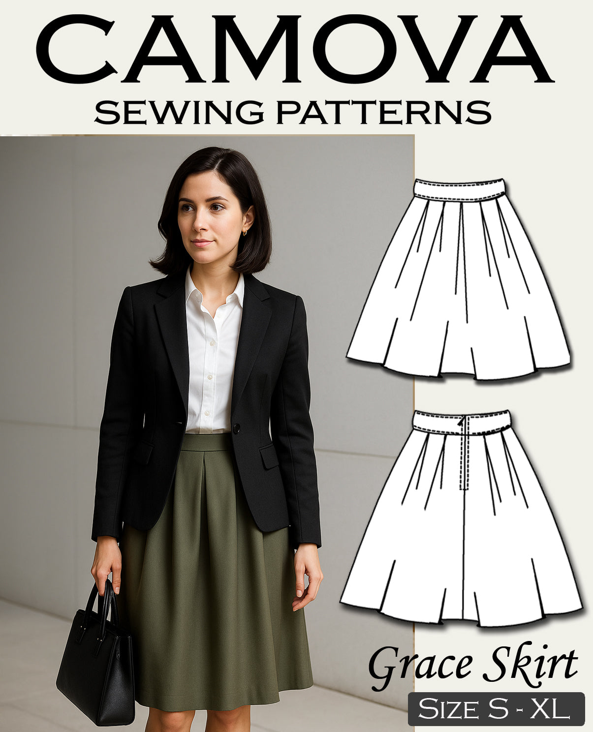 Damen Rock Schnittmuster PDF – Faltenrock nähen – Anfängerfreundlich