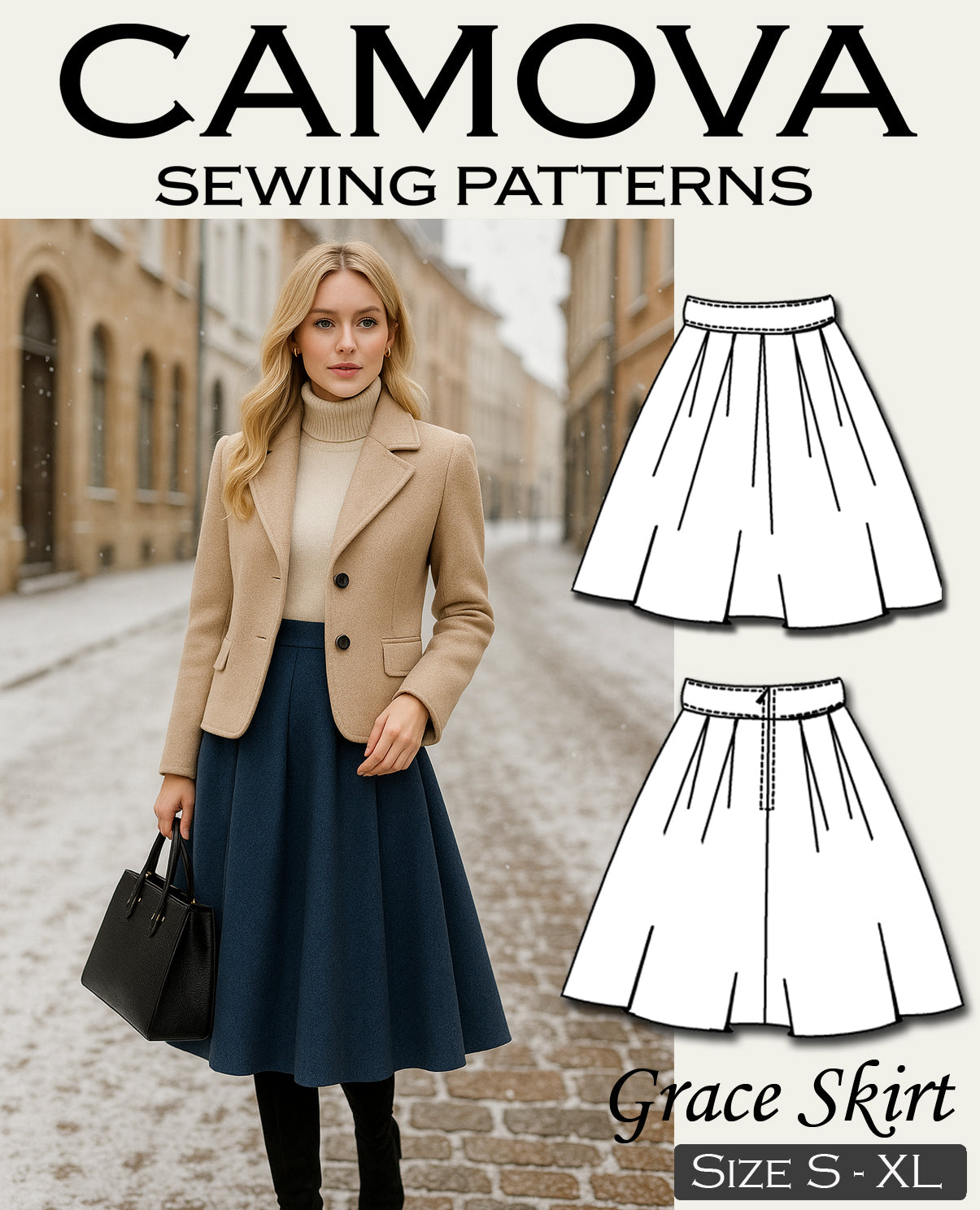 Damen Rock Schnittmuster PDF – Faltenrock nähen – Anfängerfreundlich