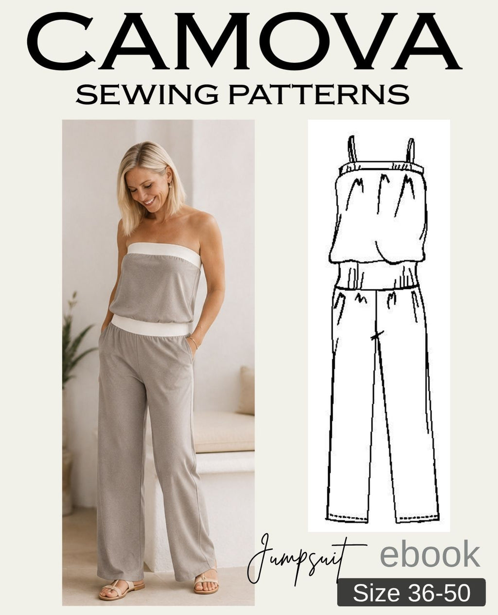 Jumpsuit Schnittmuster Damen | PDF Schnittmuster Gr. 36–50 | Jersey Overall nähen