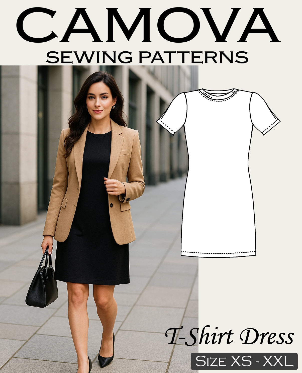 Schnittmuster T-Shirt Kleid Damen PDF | Einfaches Sommerkleid nähen | Größen S–XXL | A4 & A0 Datei | Anfängerfreundlich