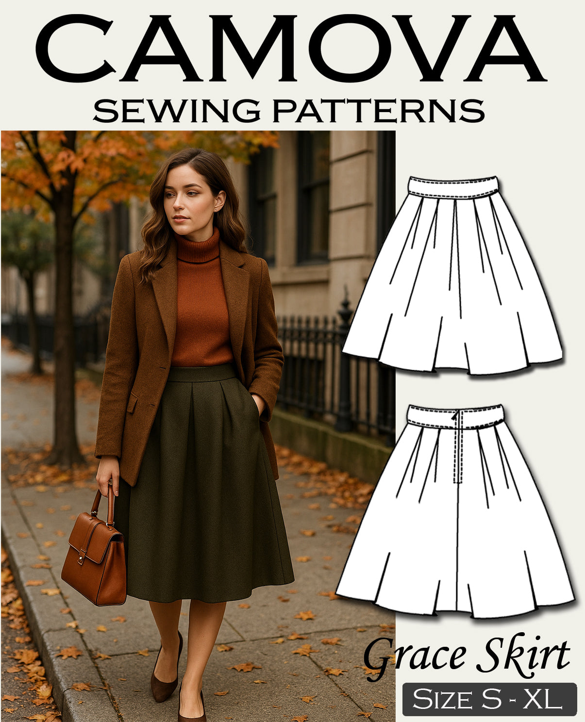 Damen Rock Schnittmuster PDF – Faltenrock nähen – Anfängerfreundlich