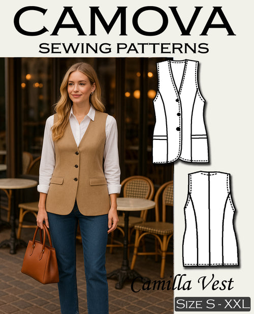 Camille – PDF Schnittmuster Damenweste (Größen S–XXL)