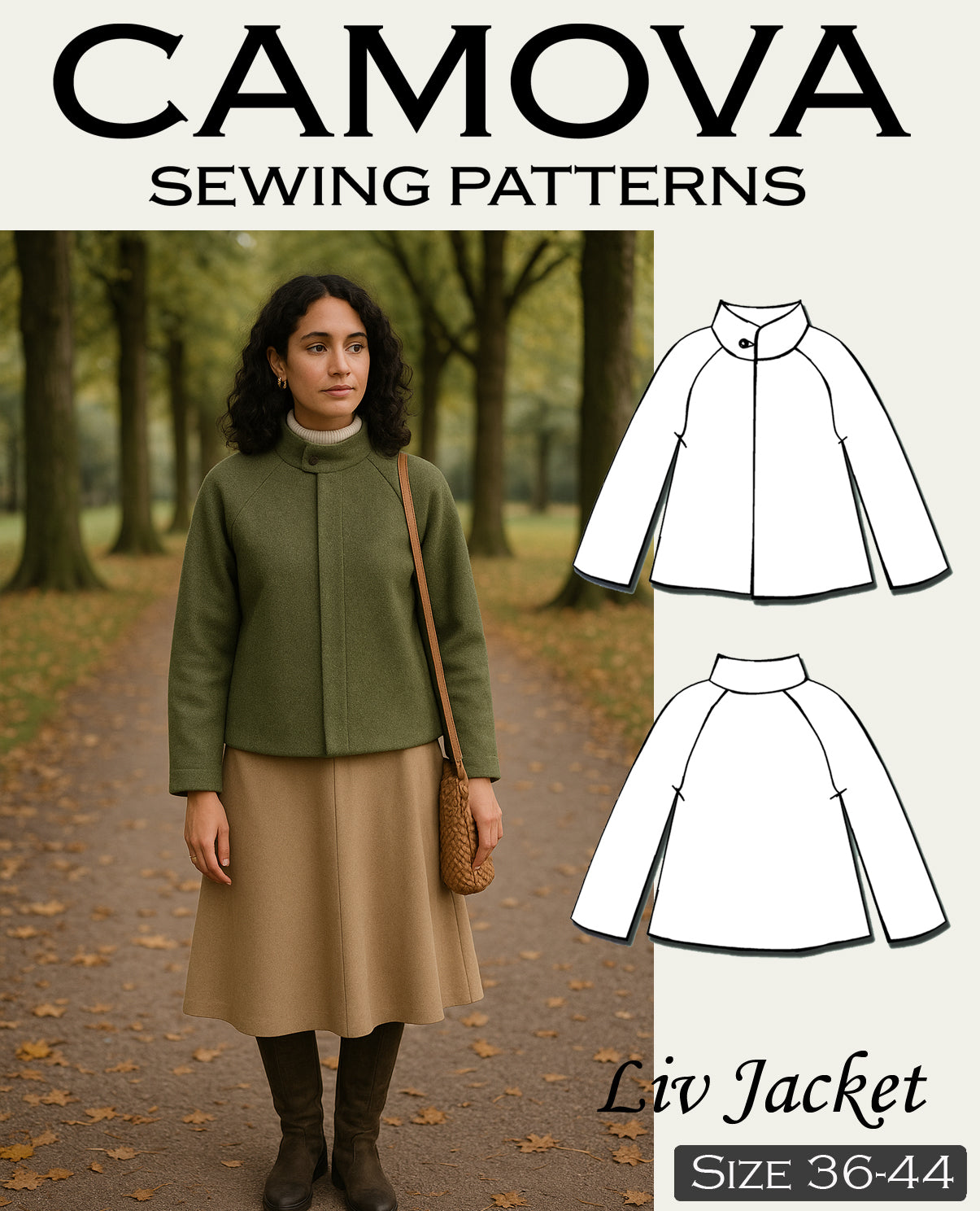 Liv Jacket – Schnittmuster PDF A4 & A0 | Jacke nähen | Damen Mantel Schnitt | Stehkragen | Größen 36-44 | Anfängerfreundlich