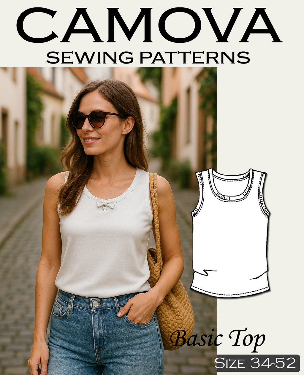 PDF Sewing Pattern – Sleeveless Women's Top | Sizes 34-52