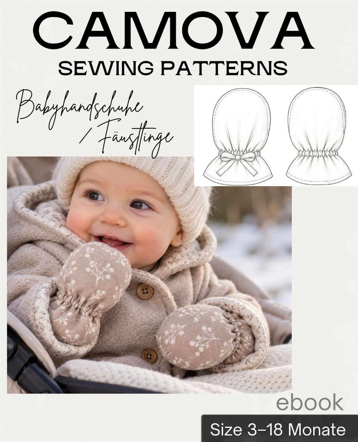 Sewing pattern baby mittens / gloves | Size 3–18 months | PDF