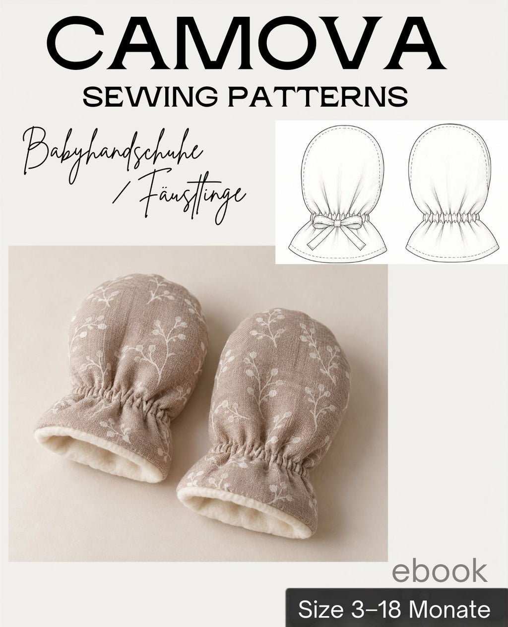 Sewing pattern baby mittens / gloves | Size 3–18 months | PDF