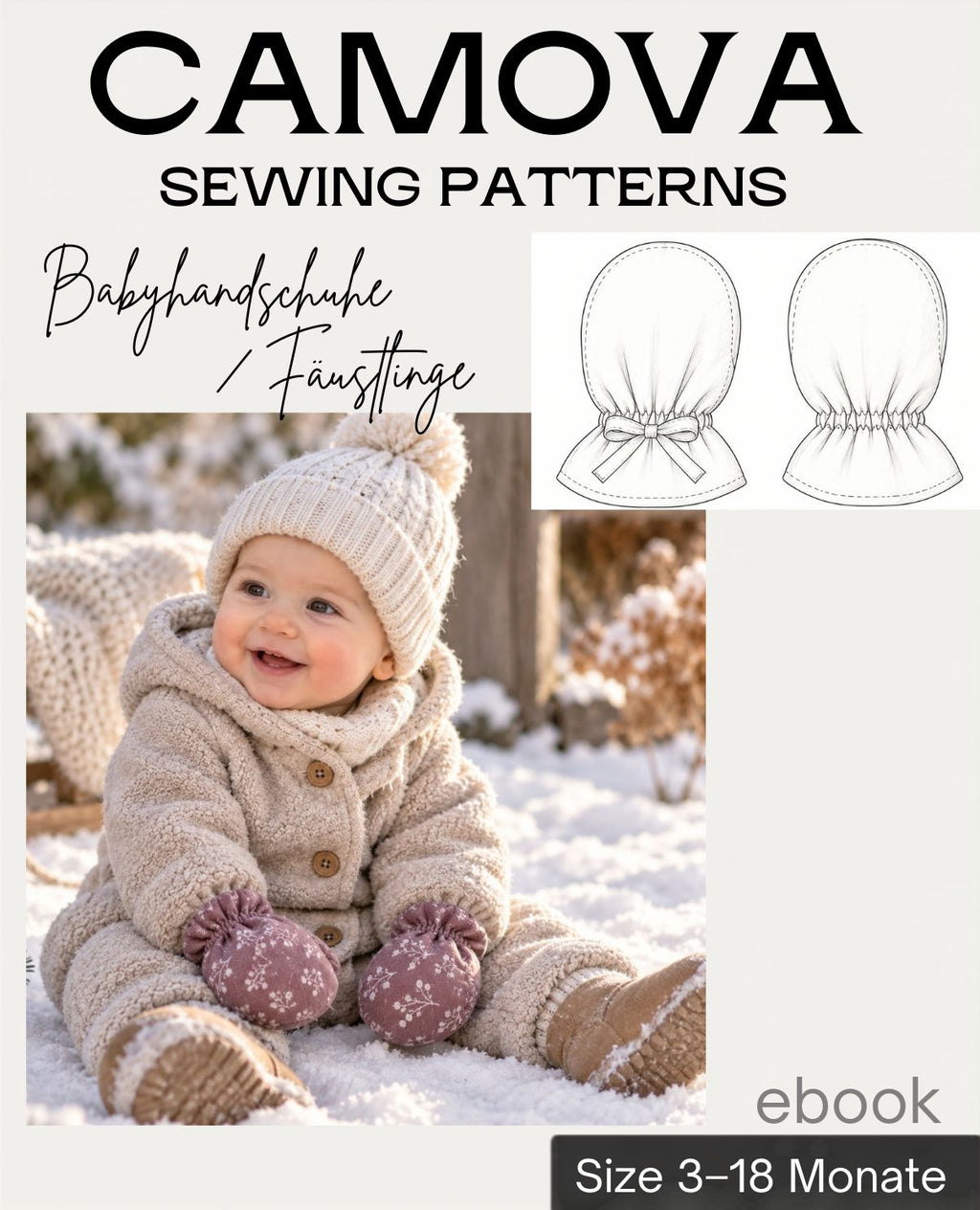 Sewing pattern baby mittens / gloves | Size 3–18 months | PDF