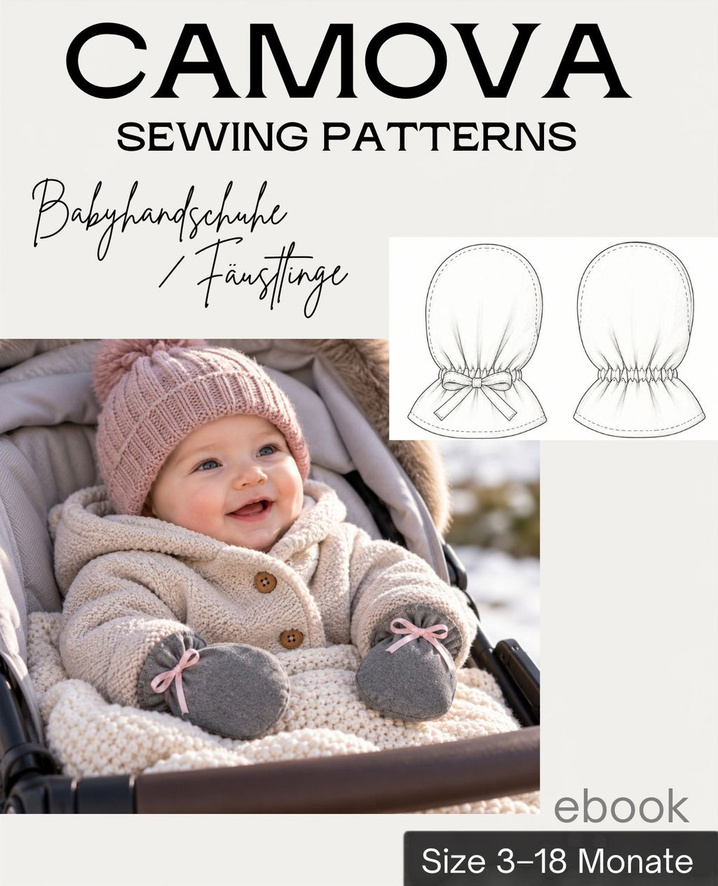 Sewing pattern baby mittens / gloves | Size 3–18 months | PDF