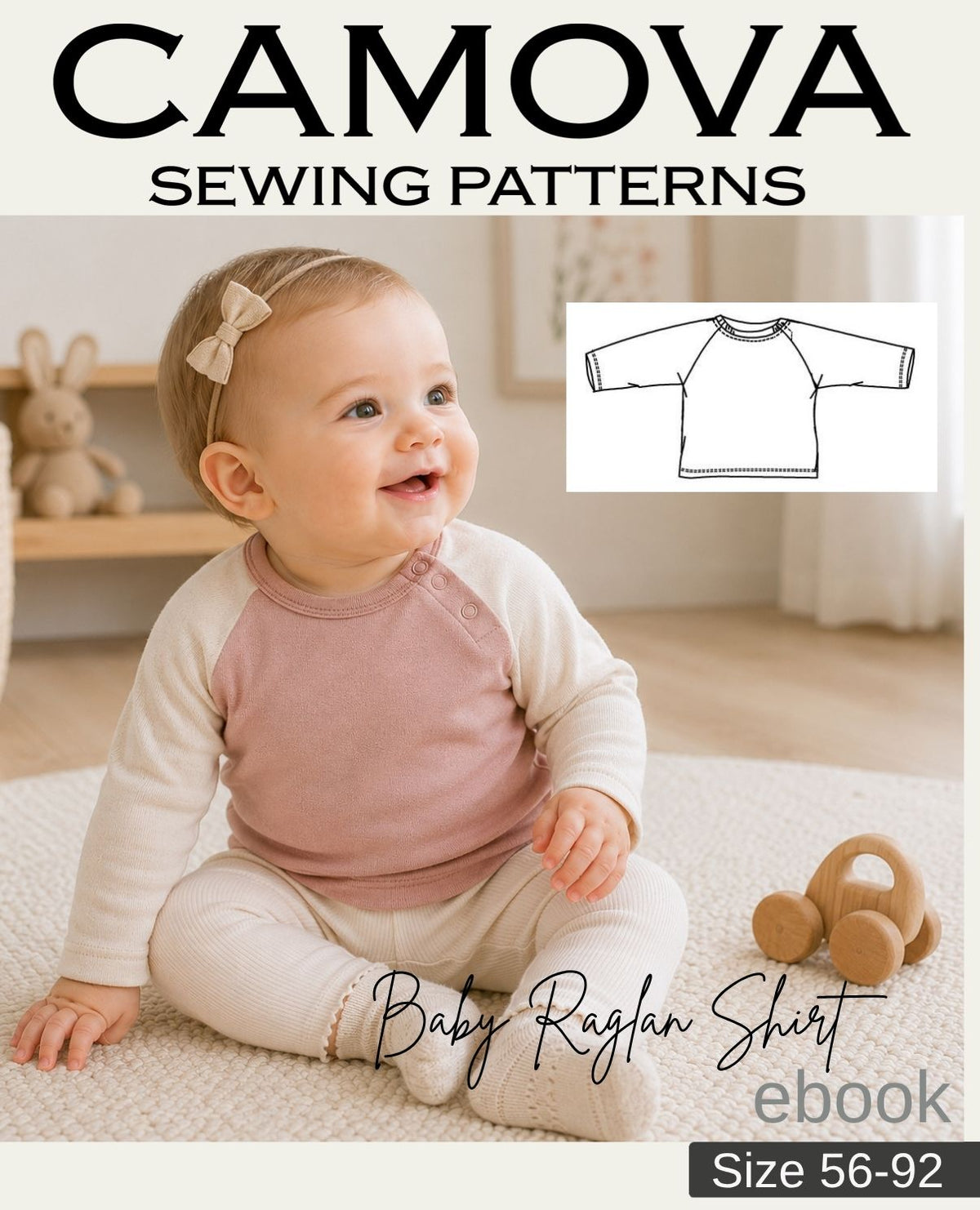 PDF sewing pattern Baby Raglan Shirt | Sizes 56–92