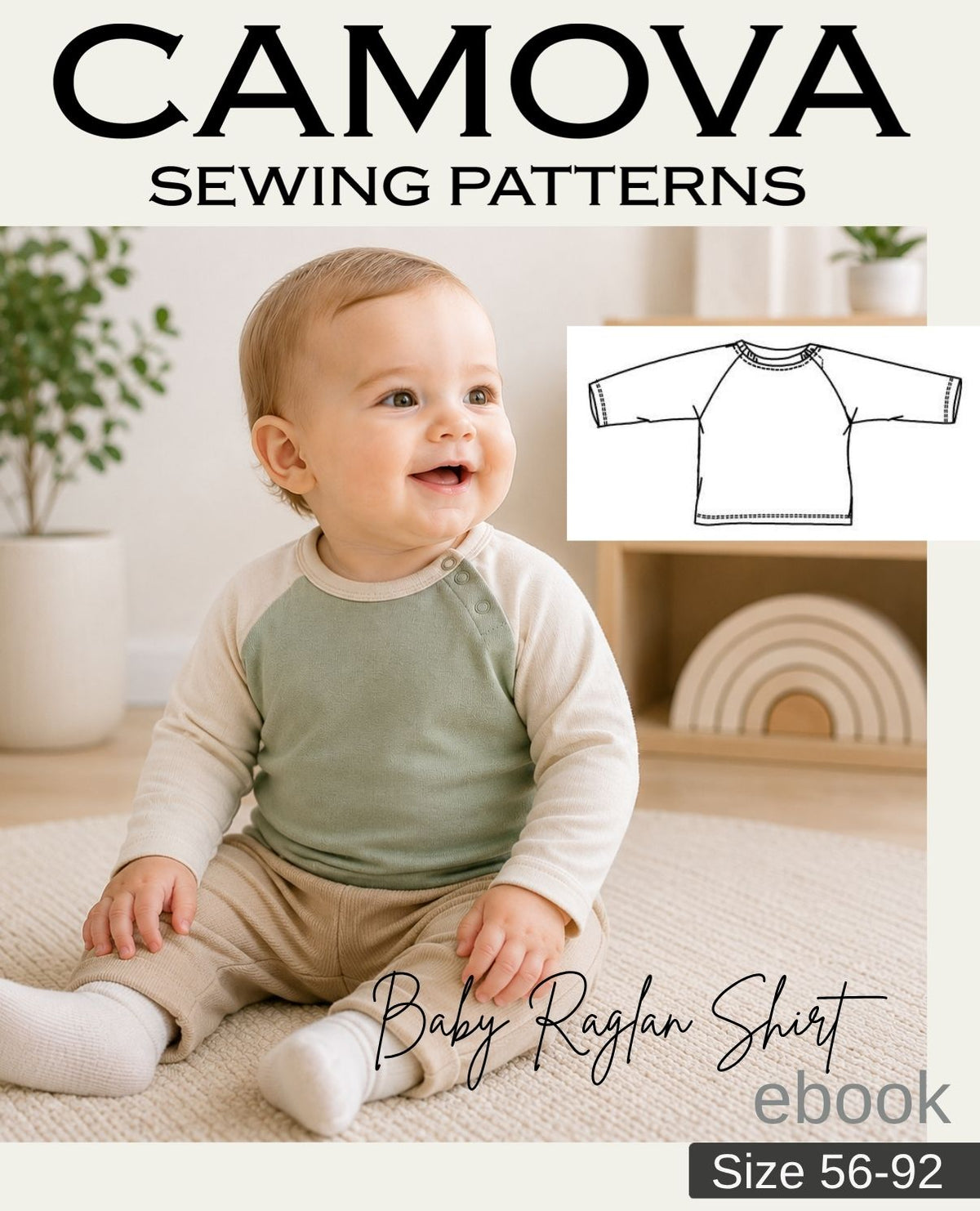 PDF sewing pattern Baby Raglan Shirt | Sizes 56–92