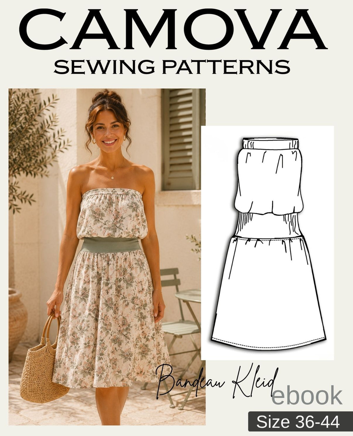 PDF Sewing Pattern Bandeau Dress | Sizes 36–44