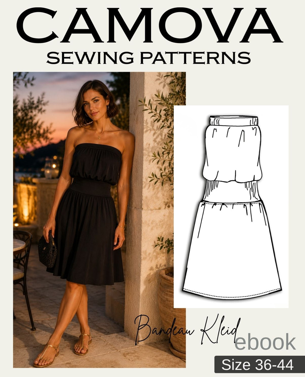 PDF Sewing Pattern Bandeau Dress | Sizes 36–44