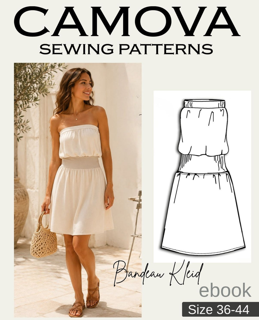 PDF Sewing Pattern Bandeau Dress | Sizes 36–44