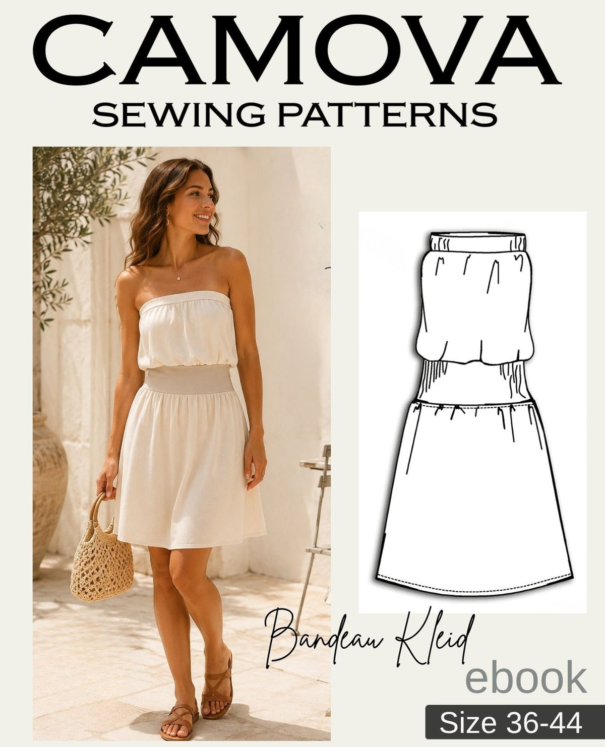 PDF Sewing Pattern Bandeau Dress | Sizes 36–44