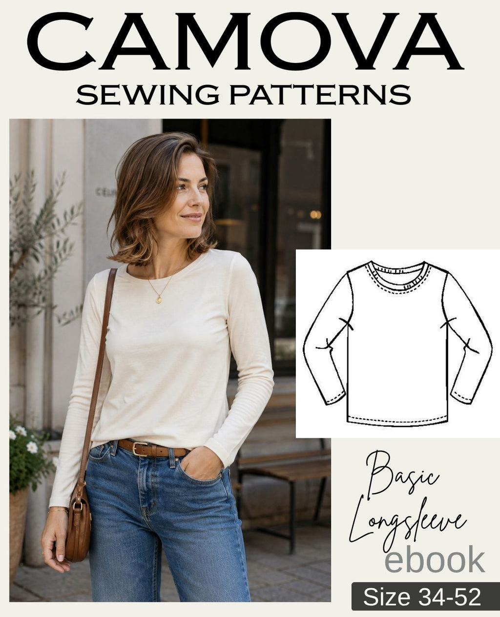 PDF sewing pattern Basic Longsleeve | Sizes 34–52