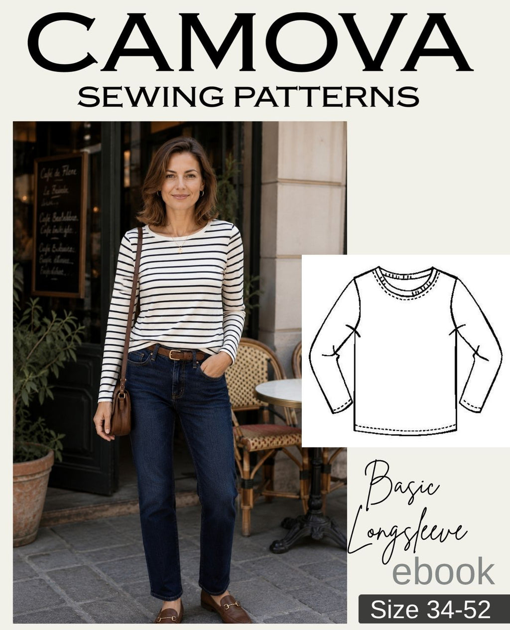 PDF sewing pattern Basic Longsleeve | Sizes 34–52