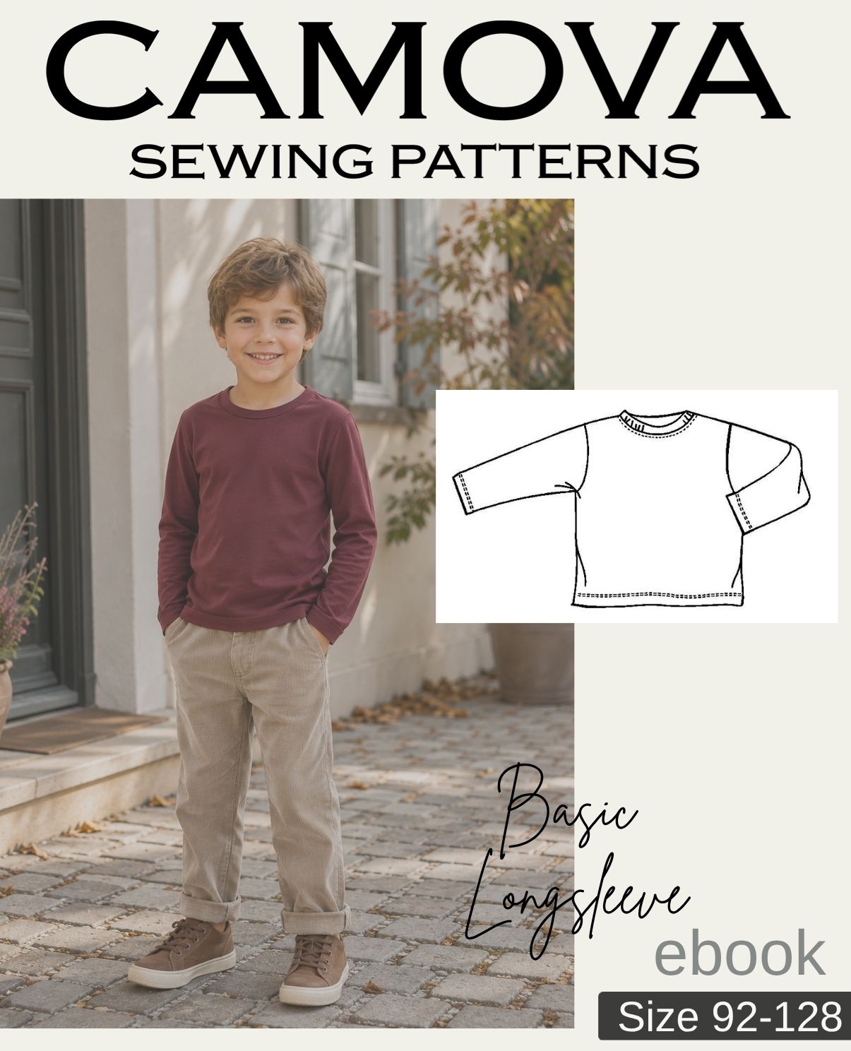 PDF Sewing Pattern Kids' Long-Sleeve Shirt | Sizes 92–128