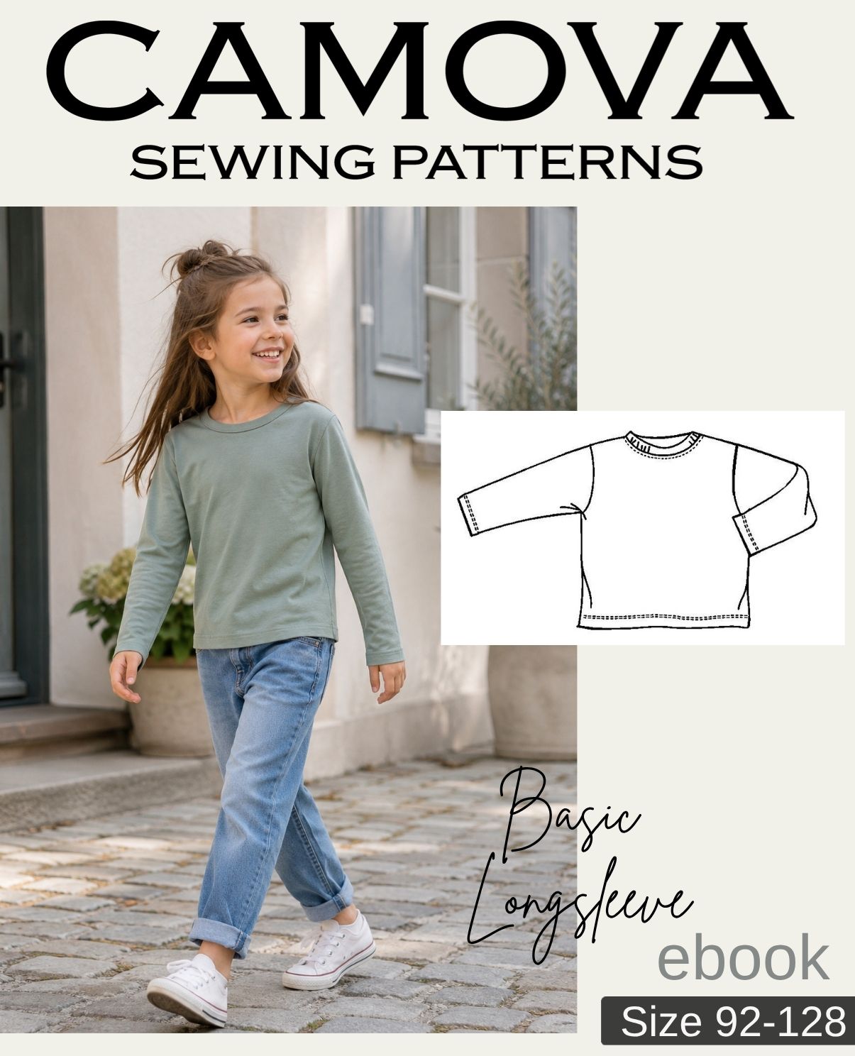 PDF Sewing Pattern Kids' Long-Sleeve Shirt | Sizes 92–128