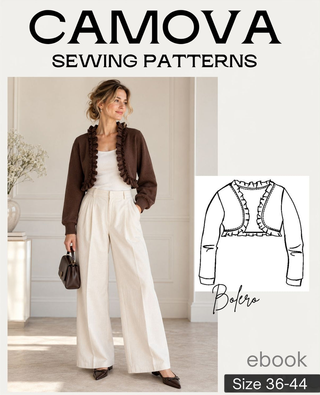 Bolero sewing pattern ladies' sizes 36–44 | Bolero with ruffles | PDF sewing pattern